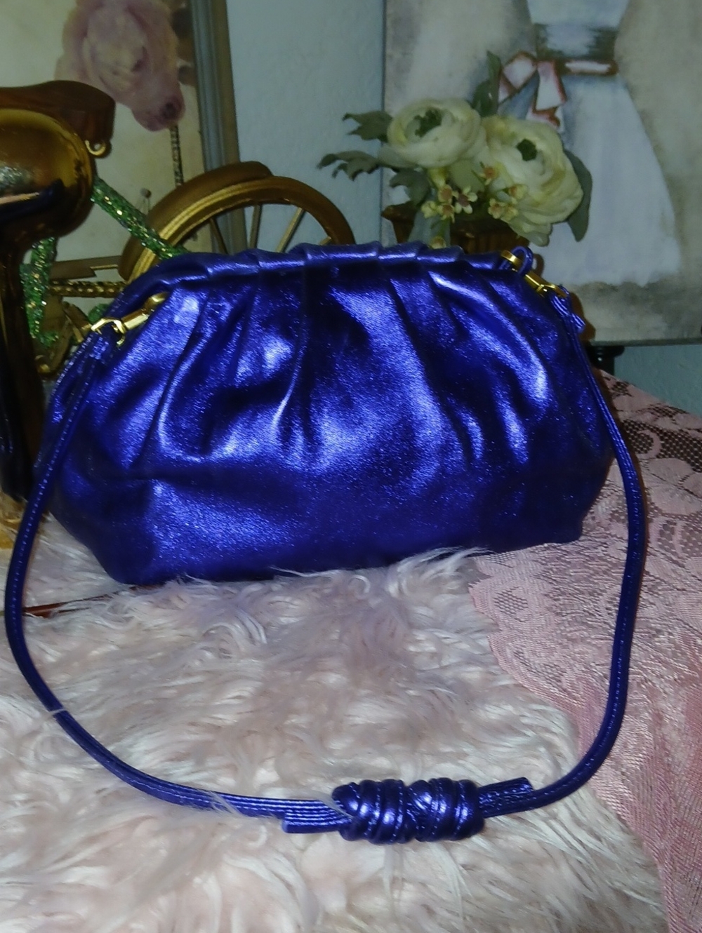Vera Bradley Purple Pearl Gathered Shoulder Bag